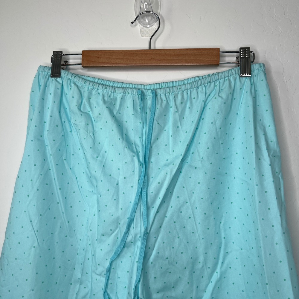 Garnet Hill Blue Polka Dot Pajama Pants Women's Size L Cotton Loungewear - Picture 3 of 6